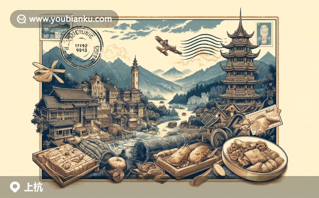 上杭縣特色：武夷山脈，客家文化，擂茶，土樓與郵編364200的航空信封