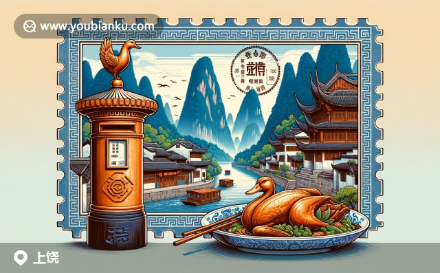 上饒縣插圖：明信片中的武夷山、徽派風情與三清山郵筒，展現(xiàn)自然與文化的和諧畫卷 (郵編334100)