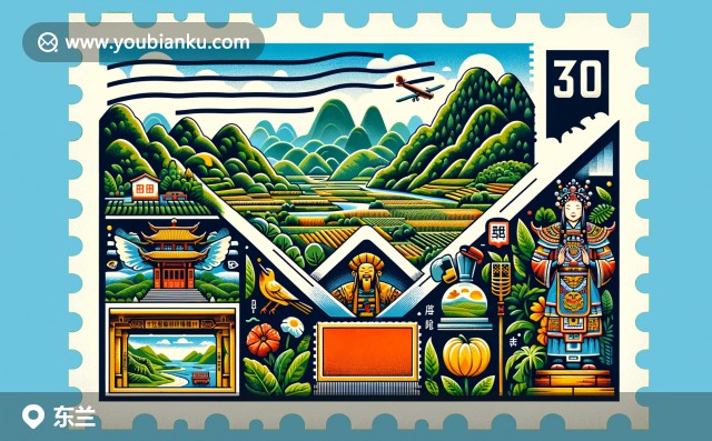 廣西東蘭郵票插畫：東蘭山脈、特色美食和民族風(fēng)情展示