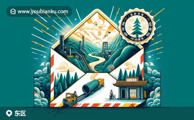 郵政編碼插圖：攀枝花東區(qū) - 工業(yè)力量與云南杉的現(xiàn)代結(jié)合，展現(xiàn)郵政主題