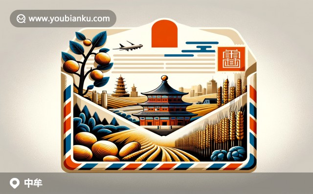 中牟縣特色：嵩山少林寺、金黃麥田與傳統(tǒng)棗果的融合郵封