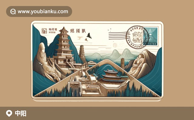 山西省呂梁市中陽(yáng)縣郵局藝術(shù)作品，展示033400郵編，航空信封與地方特色的結(jié)合