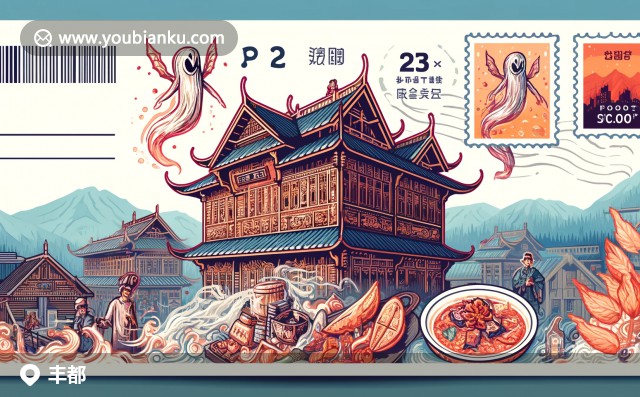 豐都鬼城與長江三峽風(fēng)光：特色辣子雞與航空信封上的豐都郵編408200
