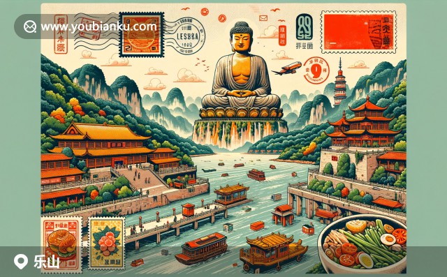 樂(lè)山地標(biāo)大佛、特色小吃與郵政元素完美融合，展現(xiàn)獨(dú)特地域文化