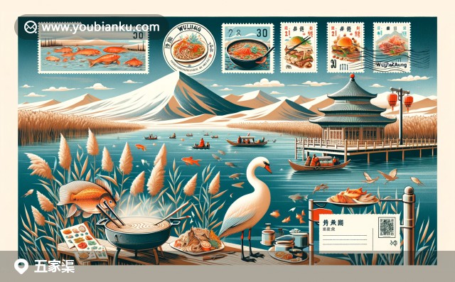描繪青格達(dá)湖美景與當(dāng)?shù)孛朗澄幕?，展現(xiàn)五家渠生機(jī)與特色郵政元素