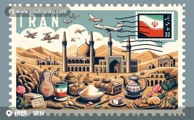 伊朗文化與郵政特色完美融合，展現(xiàn)國旗、清真寺、波斯地毯、貓與沙漠景觀