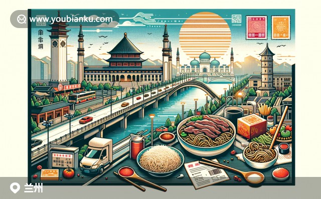 展現(xiàn)蘭州地方美食與黃河文化，融入郵政元素的創(chuàng)意設(shè)計(jì)