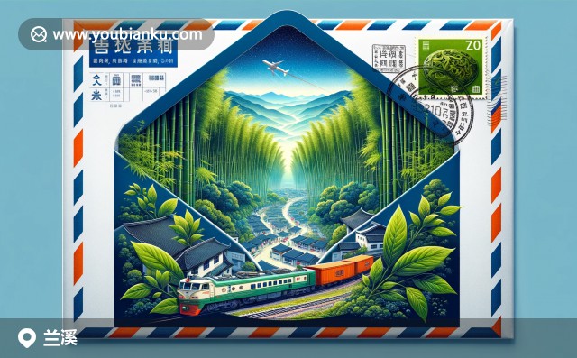 蘭溪市插畫：郵局主題，展現(xiàn)竹林、龍井茶和義烏-新疆-歐洲鐵路的現(xiàn)代藝術(shù)風(fēng)貌