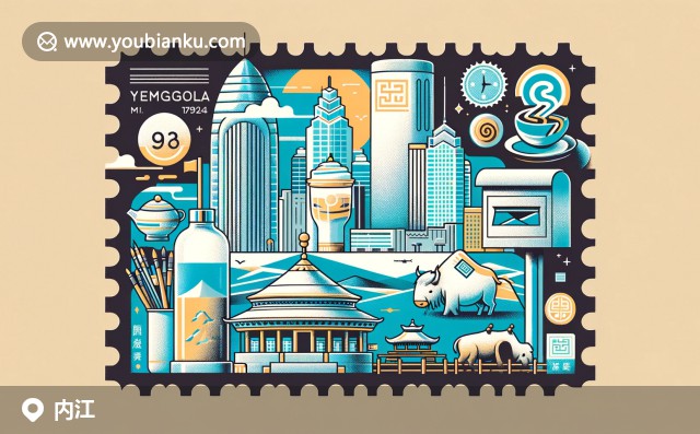 內(nèi)江文化與郵政元素的完美結合，展現(xiàn)大千紀念館、牛肉面和郵政圖案