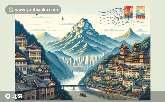 北碚區(qū)地圖：西南大學、自然風光與郵政主題郵封