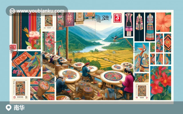 南華縣風景郵票插畫：展示彝族文化和郵政特色的藝術(shù)設計