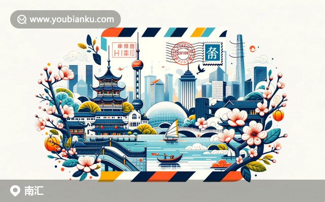 郵封上的南匯風光：滴水湖、古建筑與201300郵政編碼的現(xiàn)代創(chuàng)意設計