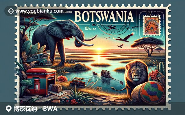 博茨瓦納奧卡萬戈三角洲的野生動(dòng)物與傳統(tǒng)手工藝的現(xiàn)代表現(xiàn)，郵政元素獨(dú)具創(chuàng)意