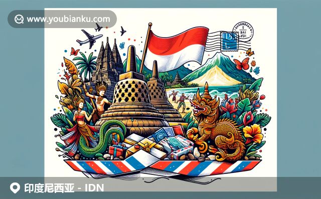 展現(xiàn)印度尼西亞郵政本質(zhì)和文化豐富性，明信片上設(shè)計有婆羅浮屠、普蘭巴南寺和巴厘島海灘，傳統(tǒng)舞蹈、科莫多龍和印尼咖啡元素豐富文化特色