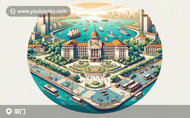 廈門近代建筑、校園景觀與植物園植物的航空郵件展示