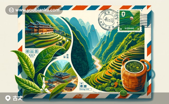 插圖：苗王寨梯田、古丈毛尖、德夯大峽谷 - 古丈縣的自然風(fēng)光與郵政特色