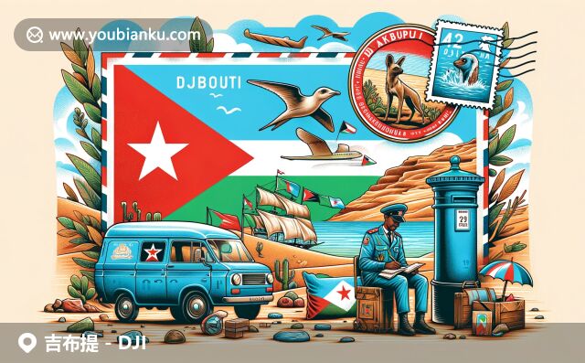 吉布提文化與郵政主題的完美融合，展現(xiàn)國旗、國徽、阿薩爾湖及傳統(tǒng)元素在航空郵件上的設計