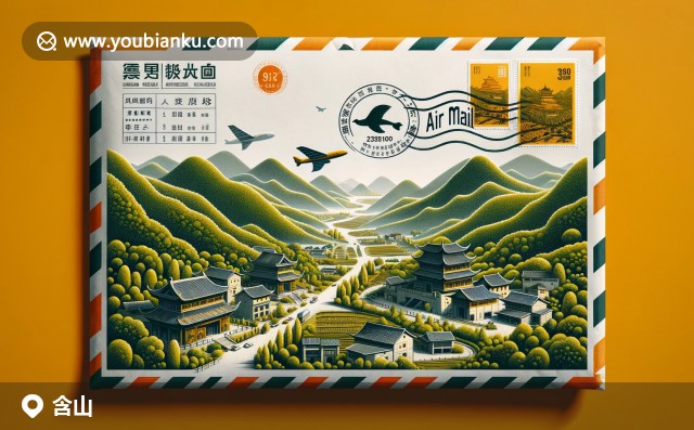 含山縣特色：郁郁蔥蔥的風(fēng)景、地方特產(chǎn)與傳統(tǒng)建筑郵票展示，郵政編碼238100