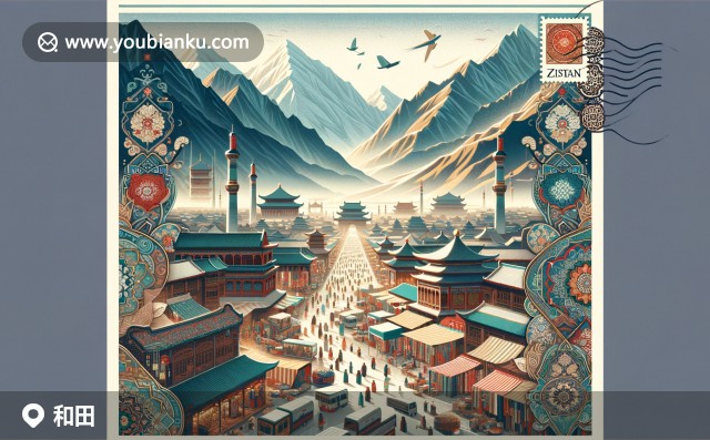 和田文化與郵政元素巧妙融合，展示和田玉、和田綢、和田毯及航空郵件信封