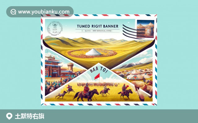 壯麗的五當召寺、蒙古族氈帽與服飾，展示在包頭土默特右旗的航空信封郵票藝術