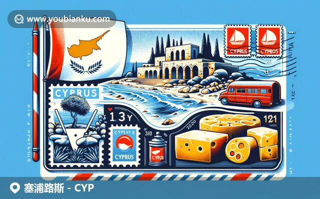 塞浦路斯地域特色與郵政元素的完美融合，展現(xiàn)國旗、地標、海灘和特色食品
