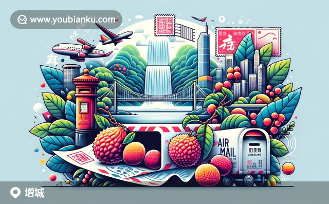 廣州市增城市特色 - 白水寨瀑布郵票藝術(shù)、荔枝元素與航空郵件設(shè)計
