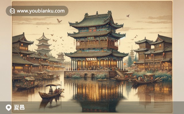 河南省商丘市夏邑縣：歷史建筑、特色郵票與地道美食的現(xiàn)代插畫