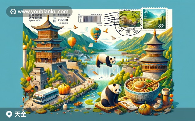 插圖：雅安碧峰峽熊貓基地，藏王城遺址與糌粑特色的現(xiàn)代郵遞設(shè)計