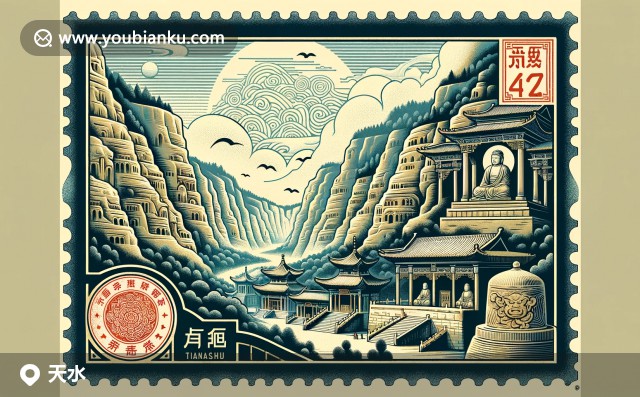 甘肅天水地方特色與郵政元素的完美融合，展現(xiàn)麥積山石窟、地方美食和郵政文化