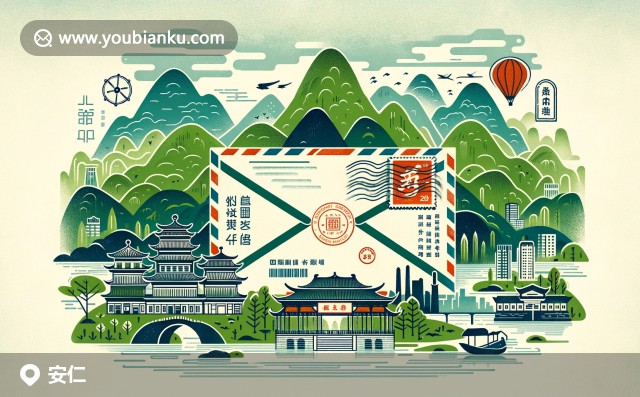 湖南省郴州市安仁縣郵編423600：神農(nóng)雕像與生態(tài)風(fēng)光的信封插圖