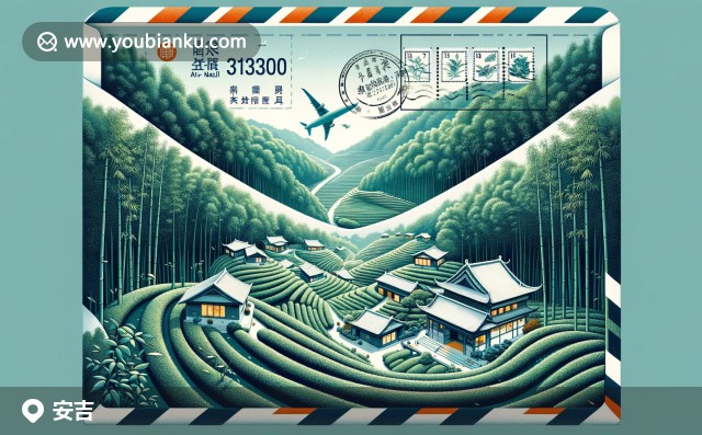 安吉竹林、茶園與郵票：展現(xiàn)安吉自然與文化特色的插畫(huà)