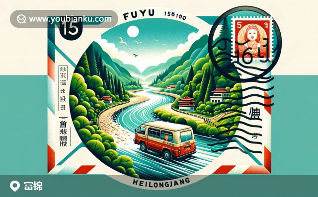 信封中的富錦風(fēng)光：郵票、郵政車與江景的完美融合