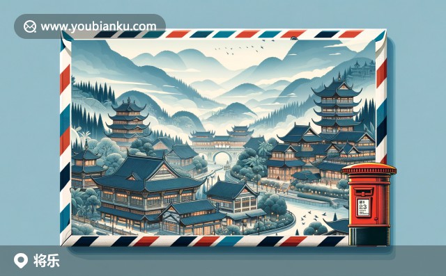 將樂縣土樓郵票 - 綠山竹林中的福建特色與中國郵戳353300