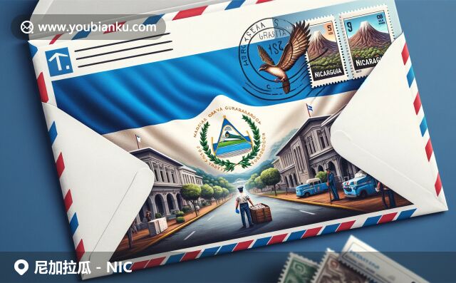 尼加拉瓜郵政特色設計，展現國旗、國鳥和火山，傳遞郵政文化與地域特色
