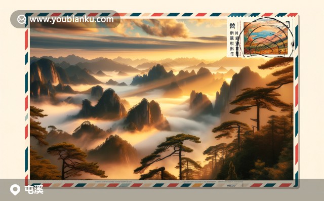 黃山（245000郵編）風(fēng)景，郵車(chē)與航空信封展現(xiàn)屯溪郵政特色和自然美景