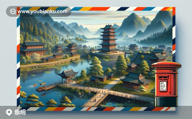 崇明縣郵票與風(fēng)景：綠色生態(tài)、郵政編碼202150、菜花田與自行車道的休閑度假畫卷