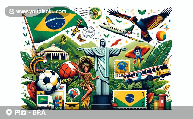 巴西文化與郵政元素完美融合，展現(xiàn)國(guó)旗、基督像、亞馬孫雨林、桑巴舞者和足球