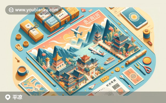 秋季崆峒山楓樹林，展現(xiàn)平?jīng)鲐S富秋色，現(xiàn)代插畫呈現(xiàn)出溫暖和諧氛圍