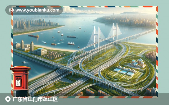 廣東蓬江區(qū)地域特色：雁山大橋、梁?jiǎn)⒊示优c荔枝水果，融入郵政元素