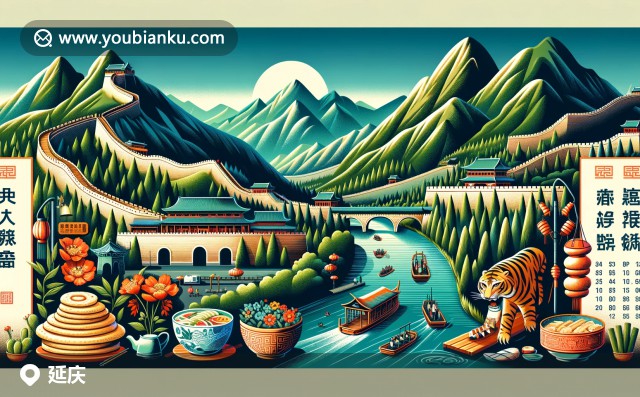 延慶風(fēng)光 - 龍慶峽大壩，現(xiàn)代滑雪場與八達(dá)嶺長城郵票