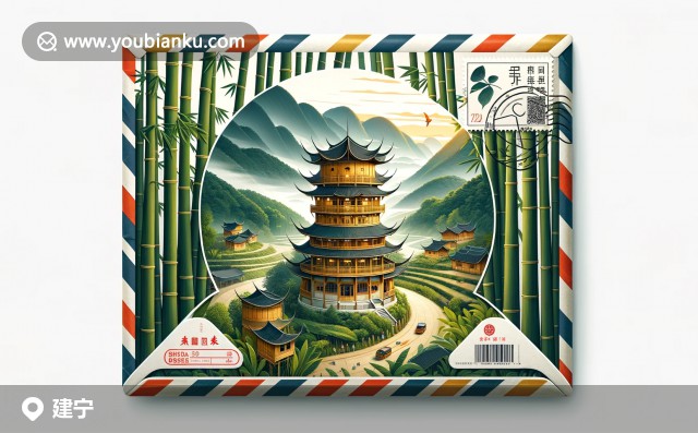 建寧縣特色航空郵件信封，展現(xiàn)武夷山脈、竹筍與福建土樓的美麗風(fēng)光與文化遺產(chǎn)