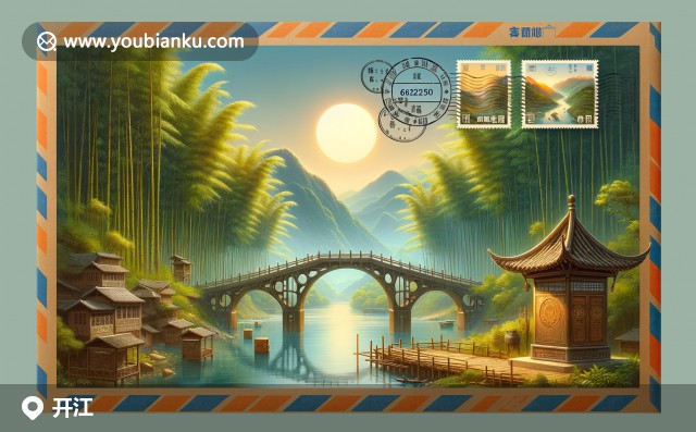 開江縣郵編636250：竹林、木橋與郵政元素的現(xiàn)代藝術(shù)展現(xiàn)