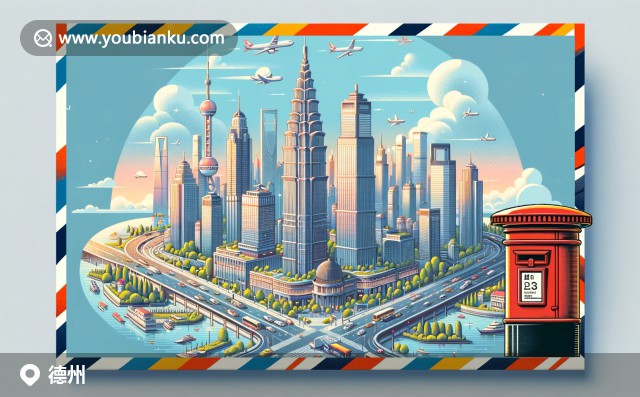 德州地標(biāo)與文化元素相得益彰，體現(xiàn)現(xiàn)代化城市風(fēng)貌與傳統(tǒng)牛仔文化，融入中國(guó)郵政元素