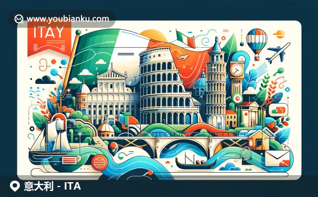 經(jīng)典意大利地標(biāo)與郵政元素巧妙交織，展現(xiàn)豐富文化與郵政主題融合之美