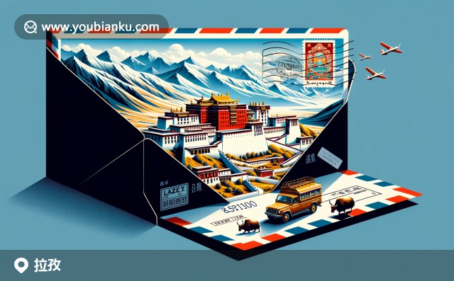 航空郵件信封中的拉孜風(fēng)光：扎什倫布寺、壯麗山脈、牦牛與郵政藝術(shù)