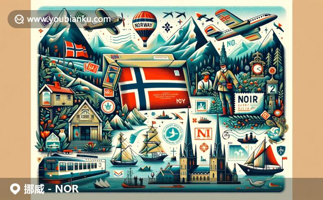 挪威地域特色與郵政元素的完美融合，展現(xiàn)國(guó)旗、教堂和自然景觀