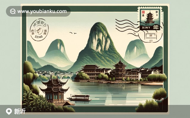 江蘇省徐州市新沂市航空信封設(shè)計(jì)，展示地標(biāo)、美食和郵政傳統(tǒng)