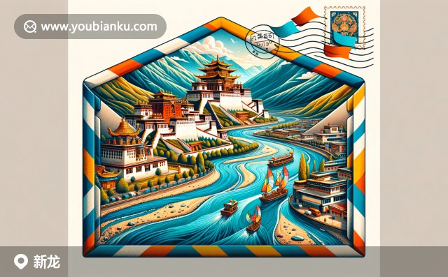 理塘寺、雅礱江風光與藏族唐卡藝術(shù)的數(shù)字藝術(shù)郵票設(shè)計 - 新龍縣文化遺產(chǎn)與自然美