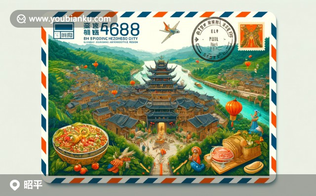 迷人古鎮(zhèn)、喀斯特奇觀與郵政創(chuàng)意：昭平546800郵筒插畫(huà)