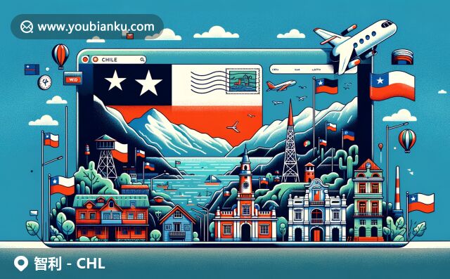 智利文化與地理特色融合，展現(xiàn)國旗、托雷斯德爾佩恩美景、瓦爾帕萊索彩色房屋與郵政元素